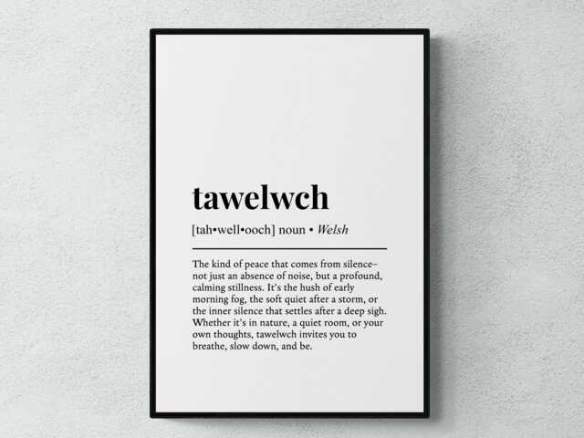 Tawelwch Welsh Word Definition Wales Gift Wall Art Print - image 1