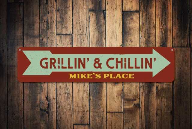Grillin & Chillin Sign - Personalized Bbq Outdoor Bar & Patio Decor Custom Metal Grill Backyard Barbecue Wall Art - image 1