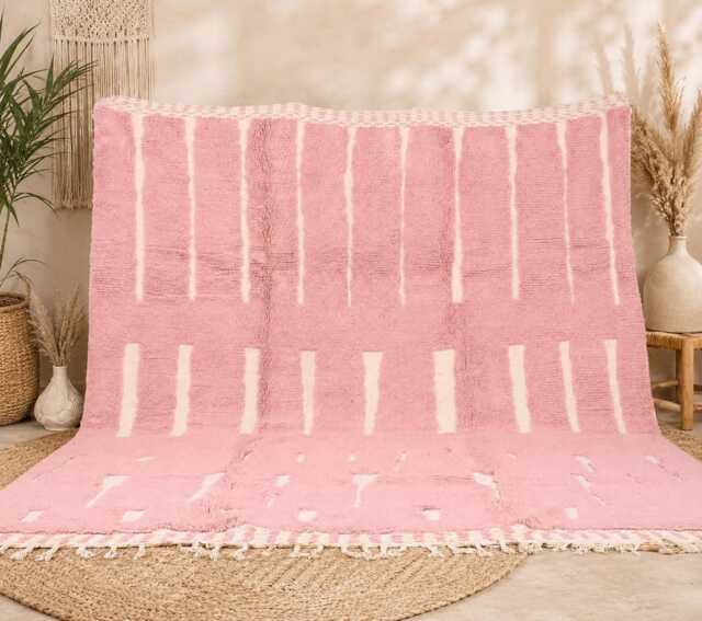 Pink Moroccan Rug, Wool Rug, Berber Authentic Beni Ouarain Rug - image 1