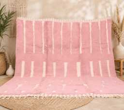 Pink Moroccan Rug, Wool Rug, Berber Authentic Beni Ouarain Rug - thumbnail 1