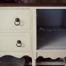 Sold - Antique White Shabby Chic Chalk Painted & Distressed Sideboard Buffet, Dark Waxed Furniture, Upcycled Furniture - thumbnail 4