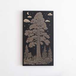 Sequoia Tree Engraved Birch Wood Panel - Block Print Inspired California Wall Art, Nature Lover Illustration Print, Mountain Home Decor Gift - thumbnail 3
