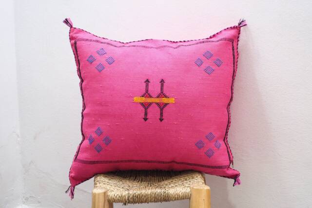 Handmade Moroccan Silk Cactus Pillow Ethnic Boho Cushion - image 1