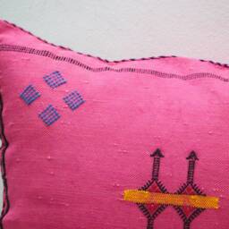 Handmade Moroccan Silk Cactus Pillow Ethnic Boho Cushion - thumbnail 3