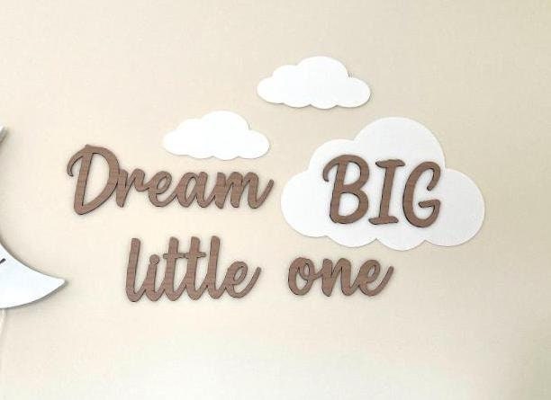 Dream Big Little One Sign - Beech Wood & Acrylic Nursery Decor - image 1