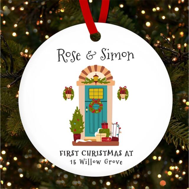 First At New Home Winter Personalised Christmas Tree Ornament Decoration