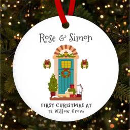 First At New Home Winter Personalised Christmas Tree Ornament Decoration