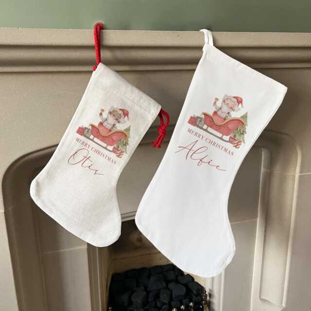 Personalised Christmas Stocking - Name Family Stockings Decorations Santa - image 1