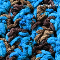 Chunky Knit Baby Blanket Brown & Turquoise Bohemian Throw - thumbnail 3