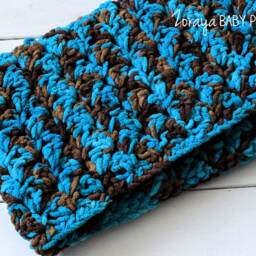 Chunky Knit Baby Blanket Brown & Turquoise Bohemian Throw - thumbnail 2