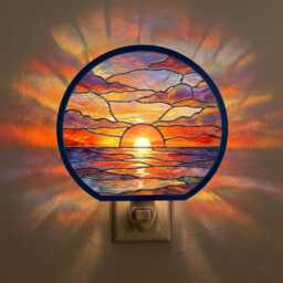 Sunset On The Beach Night Light, Wood & Acrylic Ocean Suncatcher, Coastal Light Plug In, Nature Lovers Room Decor - thumbnail 3