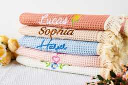 Personalized Baby Blanket - Soft Cotton Knit Custom Name Shower Gift Newborn Keepsake For - thumbnail 1