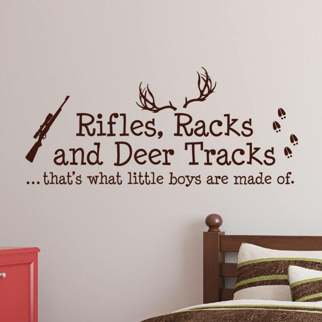 Rifles Racks & Deer Tracks That's What Little Boys Are Made Of Wall Decal Sign Sticker Room Decor Hunt - image 1