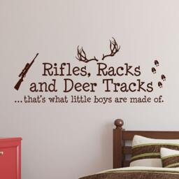Rifles Racks & Deer Tracks That's What Little Boys Are Made Of Wall Decal Sign Sticker Room Decor Hunt - thumbnail 1