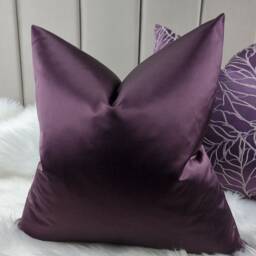 Elegance Aubergine Purple Luxury Cushion Cover Satin Fabric, Modern Sofa Bed Pillow Euro Sham Accent Home Decor