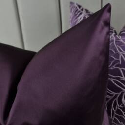 Elegance Aubergine Purple Luxury Cushion Cover Satin Fabric, Modern Sofa Bed Pillow Euro Sham Accent Home Decor - thumbnail 3