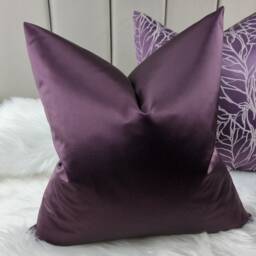 Elegance Aubergine Purple Luxury Cushion Cover Satin Fabric, Modern Sofa Bed Pillow Euro Sham Accent Home Decor - thumbnail 2