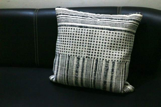 Handwoven Rug Pillow Cover Block Printed Indigo Diamond - image 1