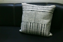 Handwoven Rug Pillow Cover Block Printed Indigo Diamond - thumbnail 1