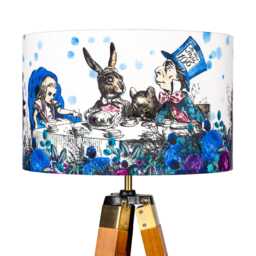 Lampshade Alice in Wonderland Purple & Blue Velvet - Drum Lamp Shade 25cm 30cm 35cm 40cm 45cm Table Lamp Shade, Ceiling Shade, Pendant - thumbnail 4