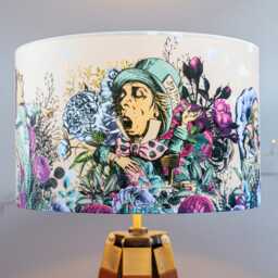 Lampshade Alice in Wonderland Purple & Blue Velvet - Drum Lamp Shade 25cm 30cm 35cm 40cm 45cm Table Lamp Shade, Ceiling Shade, Pendant - thumbnail 3