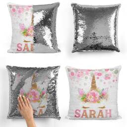 Personalised Sequence Cushion Cober - Magic Pillow Custome Name Cover Kids Rainbow Unicorn Sequin Personalized - thumbnail 4