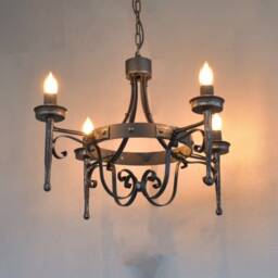 Forged Iron Chandelier, Medieval Wrought Chandelier - thumbnail 2