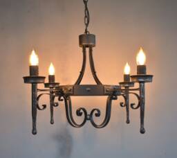 Forged Iron Chandelier, Medieval Wrought Chandelier - thumbnail 1