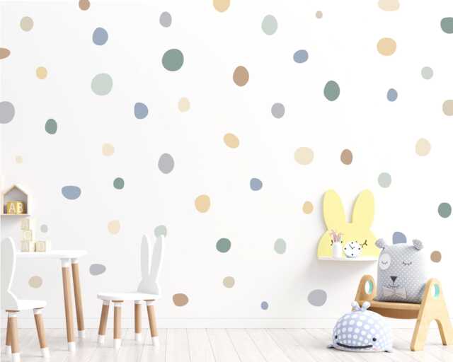 Neutral Polka Dot Wall Decals Soft Pastel Nursery Decor - 150 Pack, 1-3.5 Inch - image 1
