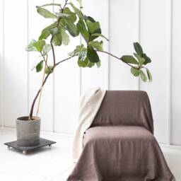 Fringed Linen Throw Blanket. Couch Cover in Brown Striped. Coverlet. Rustic Linen Bedspread. Slipcover - thumbnail 2