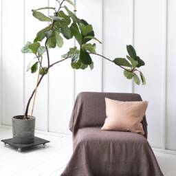Fringed Linen Throw Blanket. Couch Cover in Brown Striped. Coverlet. Rustic Linen Bedspread. Slipcover - thumbnail 3