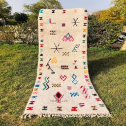 Moroccan Rug Beni Ourain Style - Handwoven Rug, Bathroom Kitchen Bedroom Nursery Rag Rug Portuguese, Boho 10x3Ft - thumbnail 1