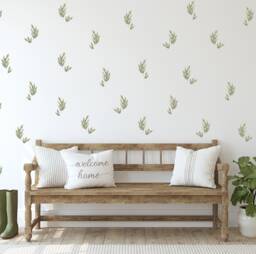 Wall Decal Set - 56Pk Olive Leaves Wall Decals Nursery Decal Bedroom Watercolour Stickers By Dizzy Duck - thumbnail 1