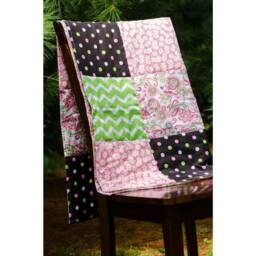 Shabby Chic Pink & Black Baby Girl Quilt, Shower Gift, Adult Lap Nursery Bedding, Tummy Time Quilt, New Mom Gift - thumbnail 2