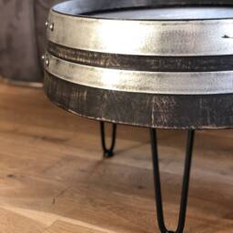Wine Barrel Coffee Table Tripod Shabby Black - thumbnail 3