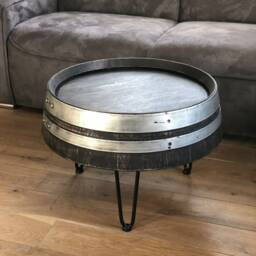 Wine Barrel Coffee Table Tripod Shabby Black - thumbnail 2