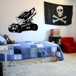 Sprint Car Decal, Outlaws Decal, Race Vinyl Sticker, Race Mural Decor, Kid's Bedroom Empire Super Sprint Dirt Track - thumbnail 3