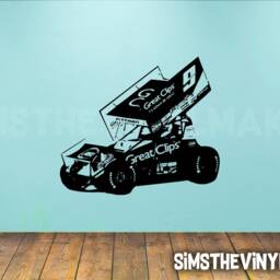 Sprint Car Decal, Outlaws Decal, Race Vinyl Sticker, Race Mural Decor, Kid's Bedroom Empire Super Sprint Dirt Track - thumbnail 2