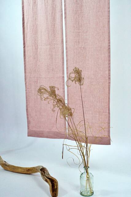 Pink Linen Noren Curtain Japanese Room Divider - image 1
