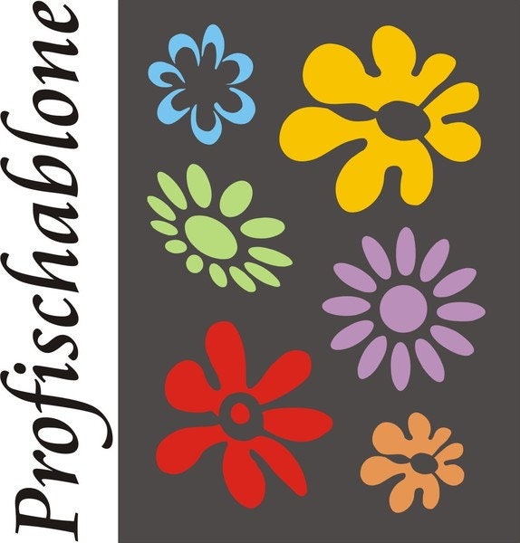Wall Stencil, Painting Decorative Stippling Flower Power Style, Decor, Stencil