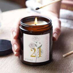 Personalised 21st Birthday Candle Gift Floral Apothecary Jar, Soy Wax - thumbnail 1