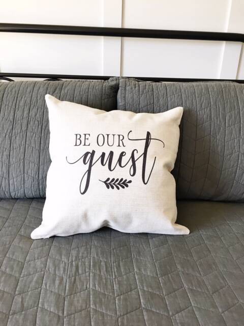 Be Our Guest Linen Pillow Cover - Farmhouse Rustic Decor - image 1