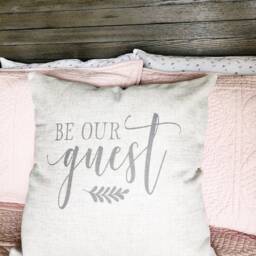 Be Our Guest Linen Pillow Cover - Farmhouse Rustic Decor - thumbnail 2