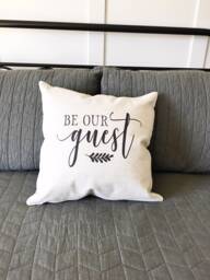 Be Our Guest Linen Pillow Cover - Farmhouse Rustic Decor - thumbnail 1