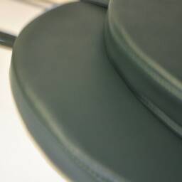"2 Dark Green Faux Leather Round Dining Garden Chair Cushion Seat Pads 12"" To 20" - thumbnail 2