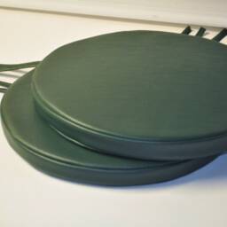 "2 Dark Green Faux Leather Round Dining Garden Chair Cushion Seat Pads 12"" To 20" - thumbnail 3