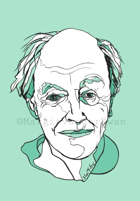 Roald Dahl Art Print Handmade Ink Brush Portrait - image 1