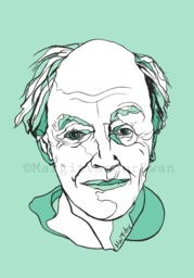 Roald Dahl Art Print Handmade Ink Brush Portrait - thumbnail 1