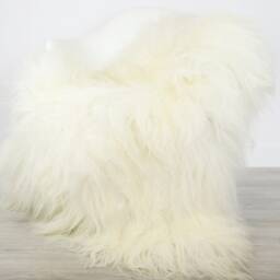 On Sale Exclusive Genuine Natural Icelandic Sheepskin Rug, Pelt, Super Soft Long Fur Large Throw White Sheep Skin - thumbnail 3