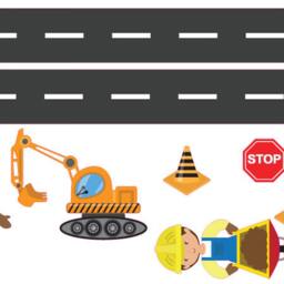 Set Of Construction Wall Decal Full Colour Vehicle Road Crane Truck Sticker - thumbnail 2